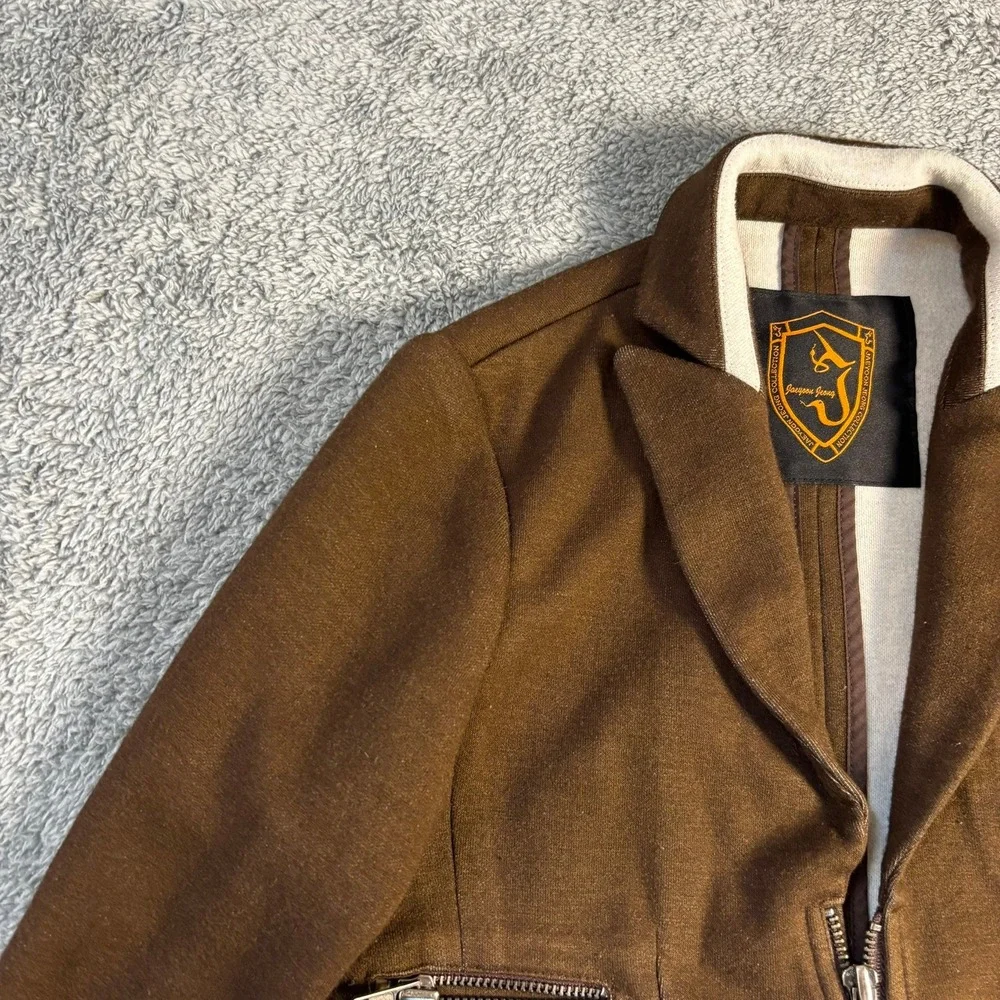 Jaeyoon Jeong Collection Brown Multi Zipper Blazer Jacket Streetwear Men Small